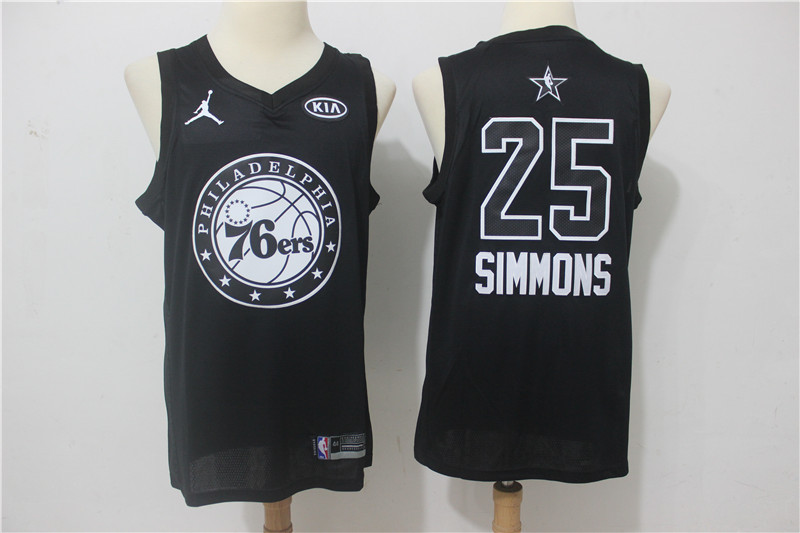 Men Philadelphia 76ers #25 Simmons Black 2108 All Stars NBA Jerseys->->NBA Jersey